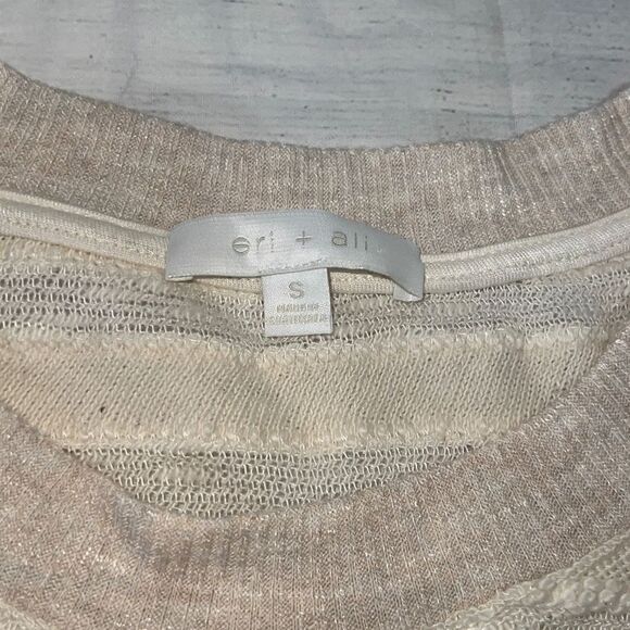 Anthropologie | Anthro Eri + Ali Adia Ivory Fringed Sweater Short Sleeve Boho S - Picture 6 of 9